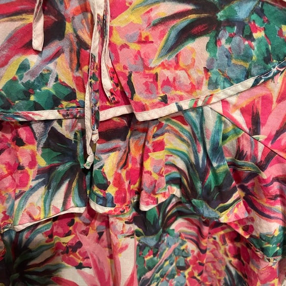 J. Crew Pink and Green Flutter Sleeve Blouse - Picture 4 of 6